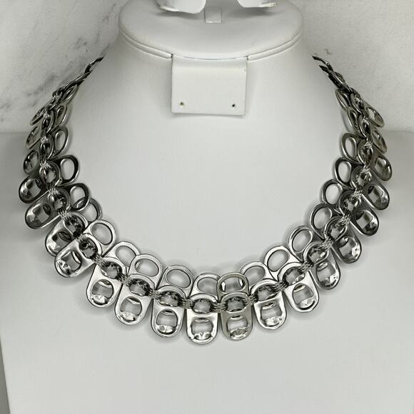 Walleska Soda Pop Tab Crochet Necklace Bracelet Set Statement ✨ - Picture 3 of 16